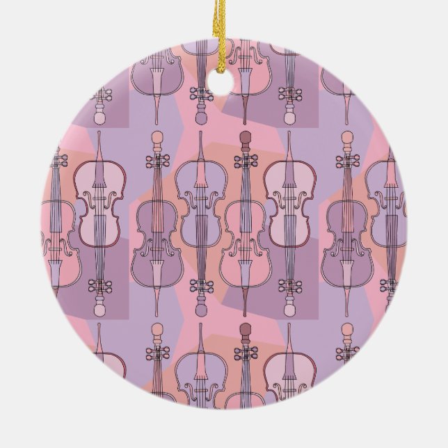 Colorful Cello Pattern  Ceramic Ornament (Back)