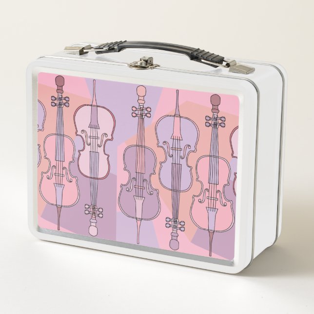 Colorful Cello Pattern Throw Pillow Metal Lunch Box (Front)