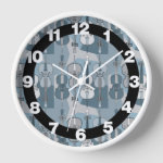Colorful Cellos Pattern Blues round clock