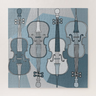 Colorful Cellos Pattern Blues Jigsaw Puzzle