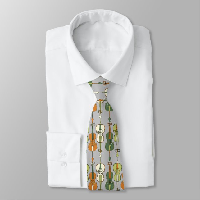 Colorful Cellos Pattern  Neck Tie (Tied)