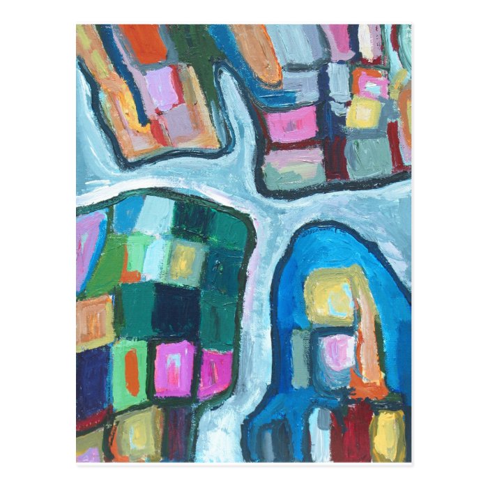 Colorful Cellular Bay (abstract expressionism) Post Card