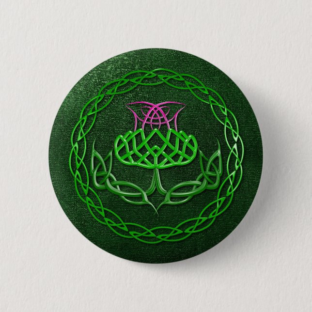 Colorful Celtic Knot Thistle Button (Front)