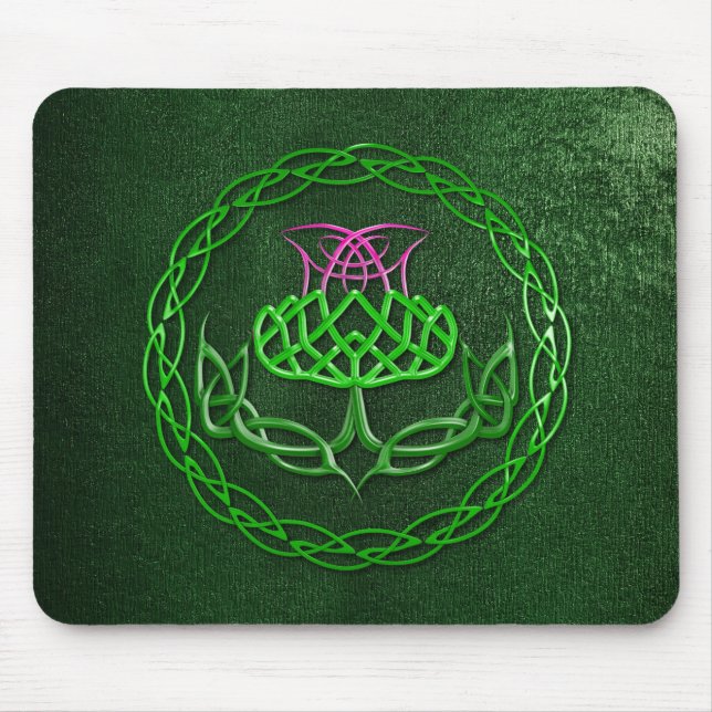 Colorful Celtic Knot Thistle Mouse Pad (Front)