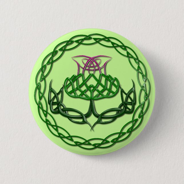 Colorful Celtic Knot Thistle Pinback Button (Front)