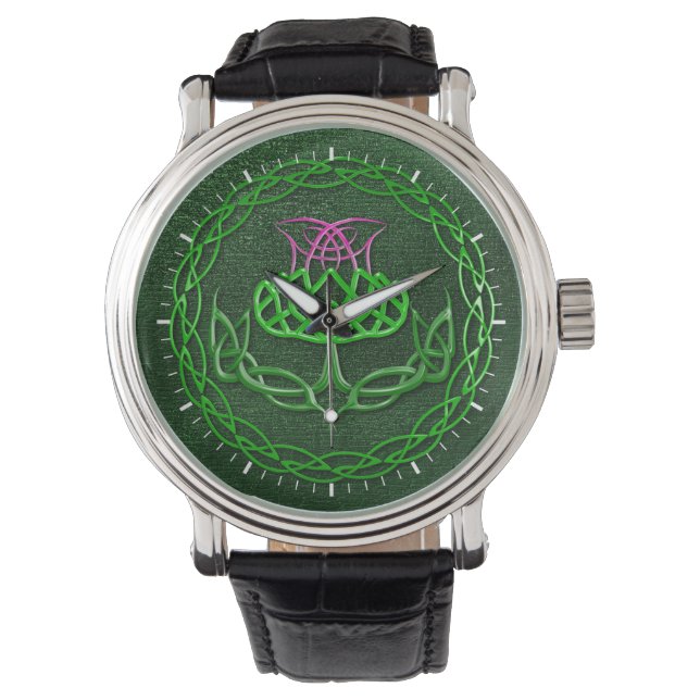 Colorful Celtic Knot Thistle Watch (Front)