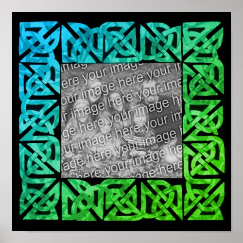 Colorful Celtic Knots Green Frame Add Your Photo  Poster