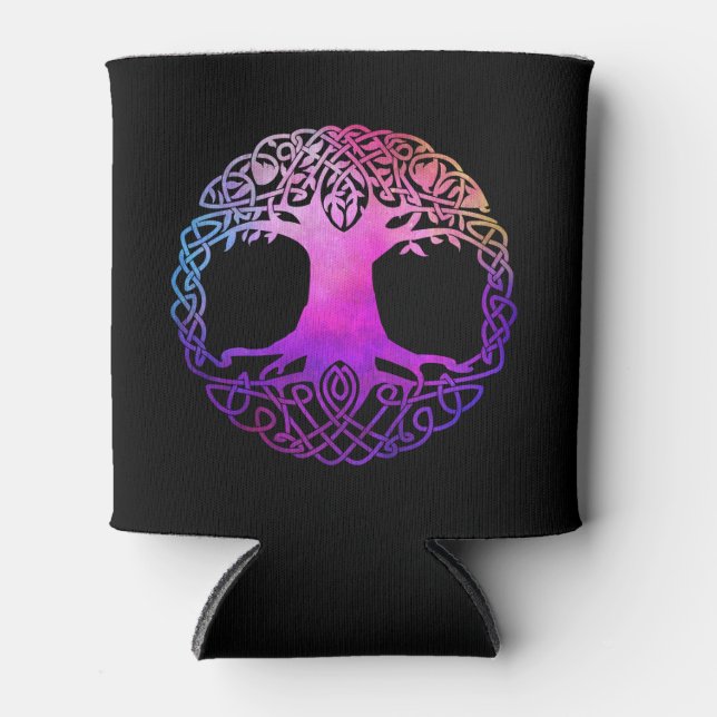 Colorful Celtic Tree of Life Can Cooler (Front)