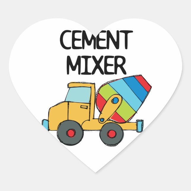 Colorful Cement Mixer Heart Sticker (Front)