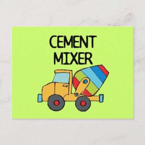 Colorful Cement Mixer Postcard