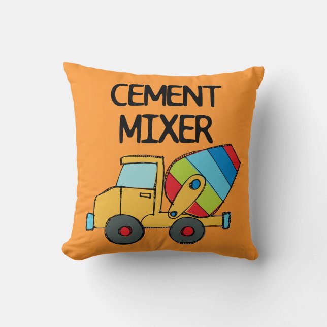 Colorful Cement Mixer Throw Pillow (Front)