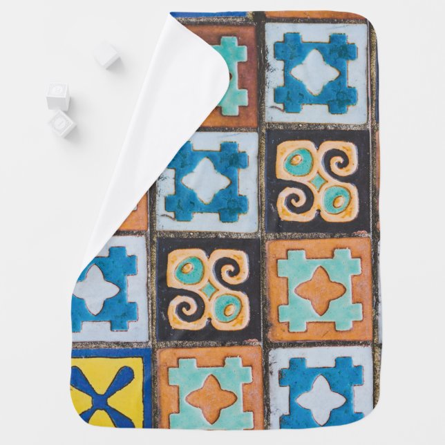 Colorful Ceramic Tiles Pattern Design Baby Blanket (In Situ)
