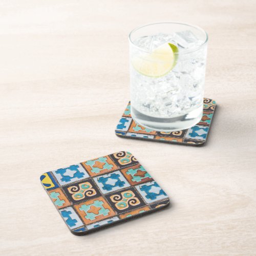 Colorful Ceramic Tiles Pattern Design Beverage Coaster