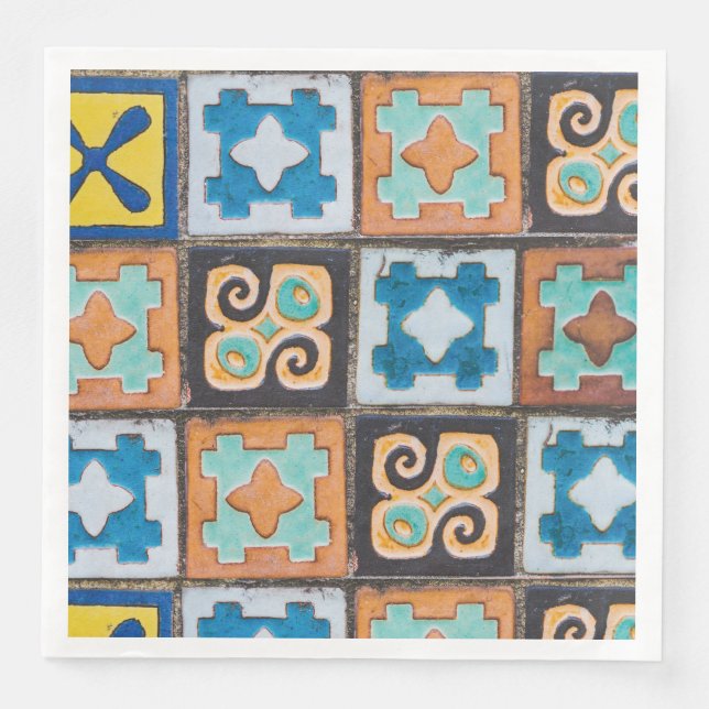 Colorful Ceramic Tiles Pattern Design Paper Dinner Napkins (Front)