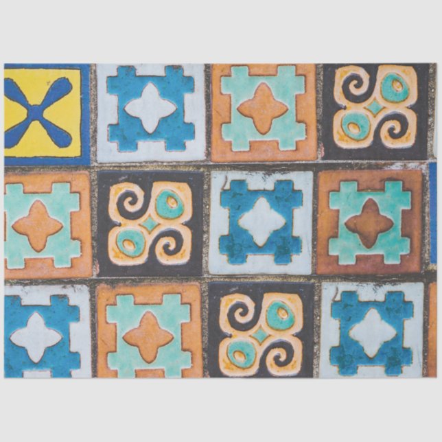 Colorful Ceramic Tiles Pattern Design Tissue Paper (Front)