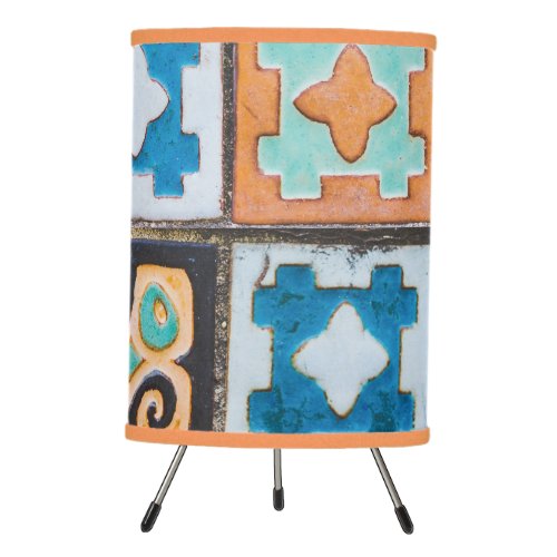 Colorful Ceramic Tiles Pattern Design Tripod Lamp