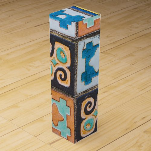 Colorful Ceramic Tiles Pattern Design Wine Box