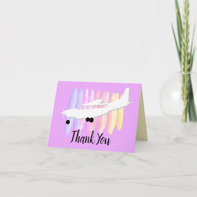 Colorful Cessna Airplane Thank You Card (Front)