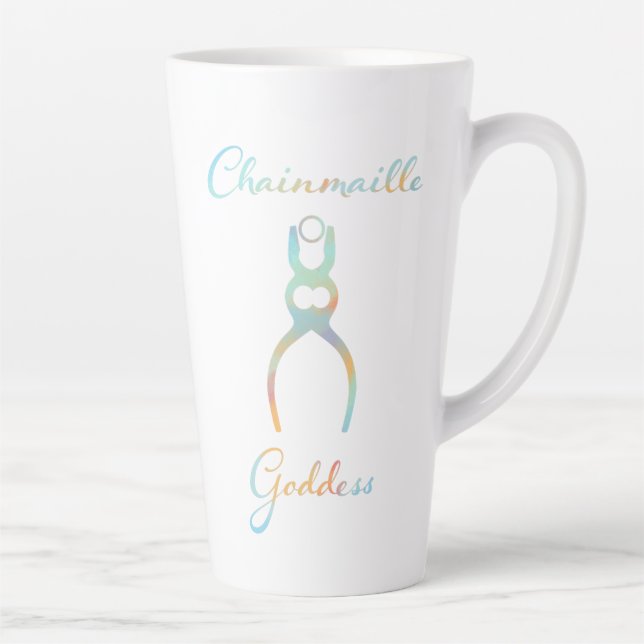 Colorful Chainmaille Goddess Latte Mug (Right)