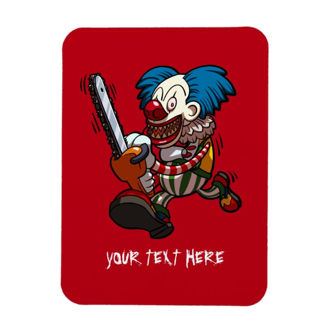 Colorful Chainsaw Clown Halloween Horror Cartoon Magnet (Vertical)