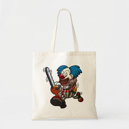 Colorful Chainsaw Clown Halloween Horror Cartoon Tote Bag
