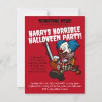 Colorful Chainsaw Clown Halloween Party Cartoon