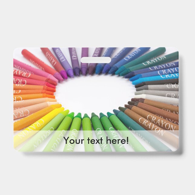Colorful chalk crayons badge (Front)