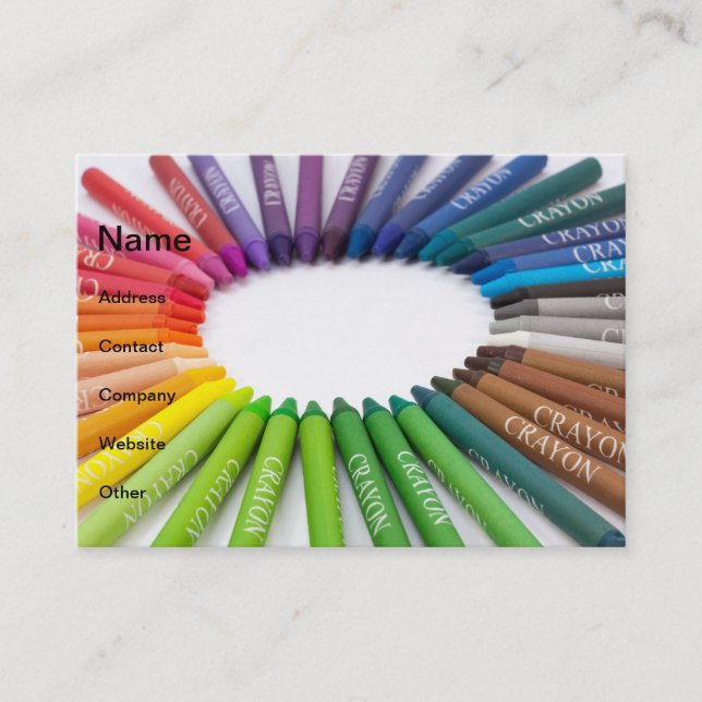 Colorful chalk crayons business card (Front)