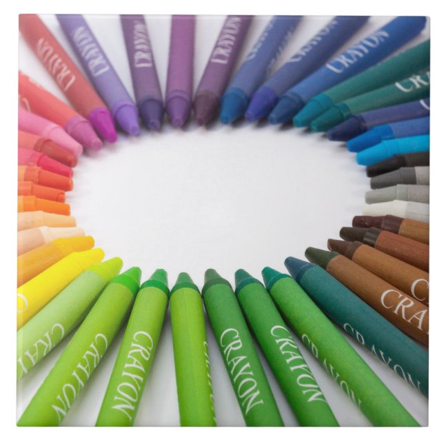 Colorful chalk crayons ceramic tile (Front)