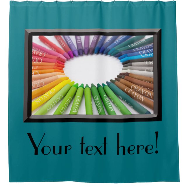 Colorful chalk crayons shower curtain (Front)