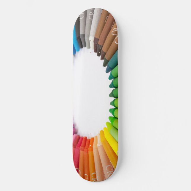 Colorful chalk crayons skateboard (Front)