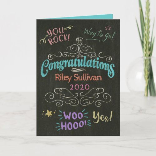 Colorful Chalk Drawing Congratulations To Graduate Card