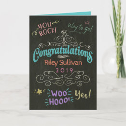 Colorful Chalk Drawing Congratulations To Graduate Card