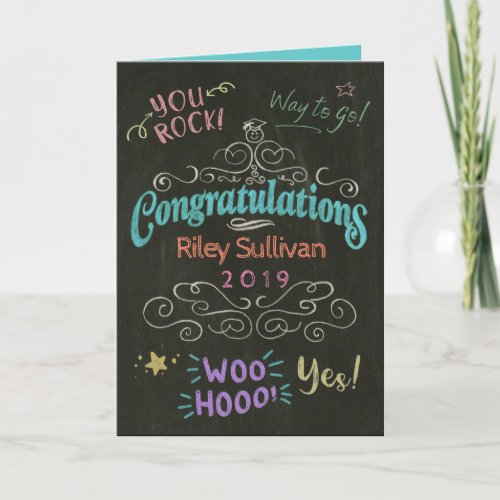 Colorful Chalk Drawing Congratulations To Graduate Card