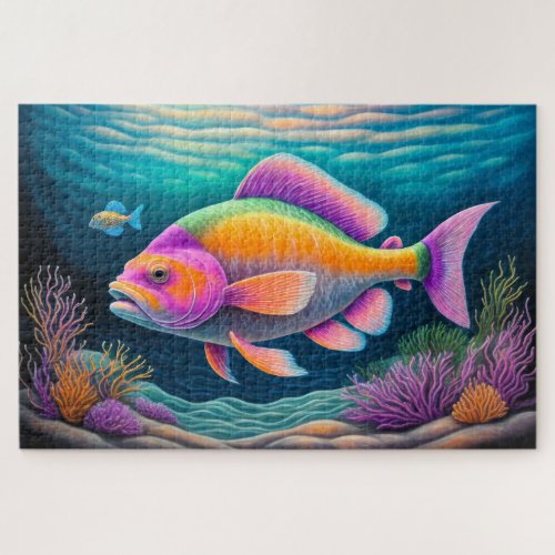 Colorful Chalk Drawing Fish Jigsaw Puzzle