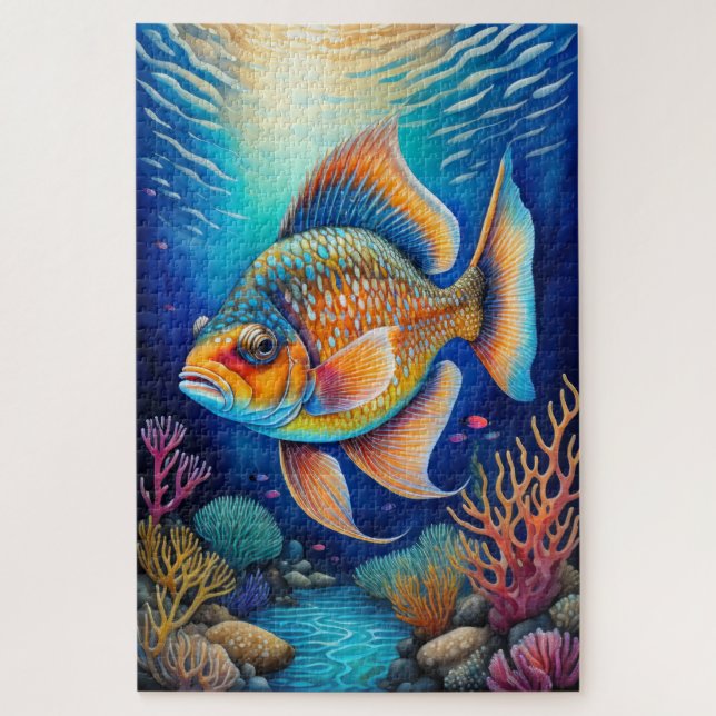Colorful Chalk Drawing Fish Jigsaw Puzzle (Vertical)