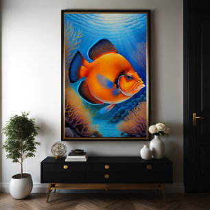 Colorful Chalk Drawing Fish Poster