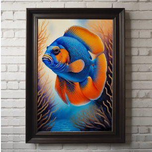 Colorful Chalk Drawing Fish Poster