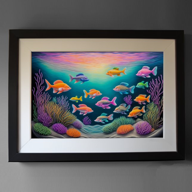 Colorful Chalk Drawing Fish Poster (Creator Uploaded)