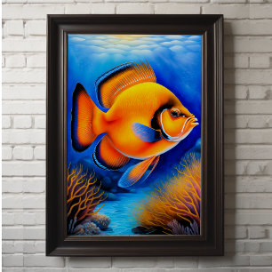 Colorful Chalk Drawing Fish Poster