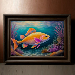 Colorful Chalk Drawing Fish Poster