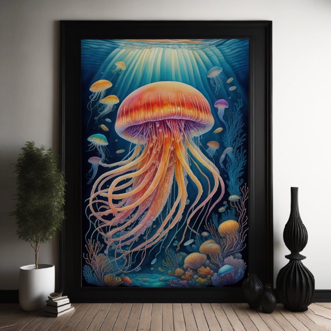 Colorful Chalk Drawing Jellyfish Poster (Creator Uploaded)