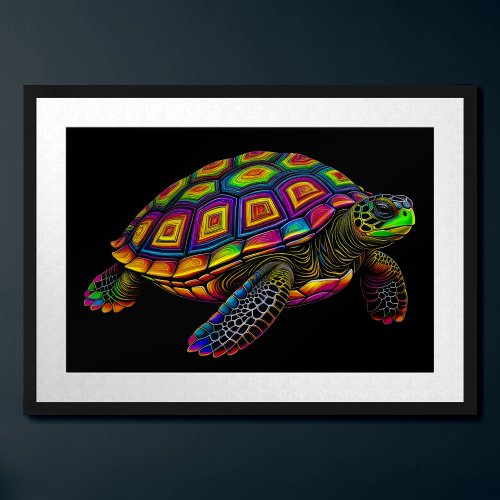 Colorful Chalk Drawing Sea Turtle II Poster