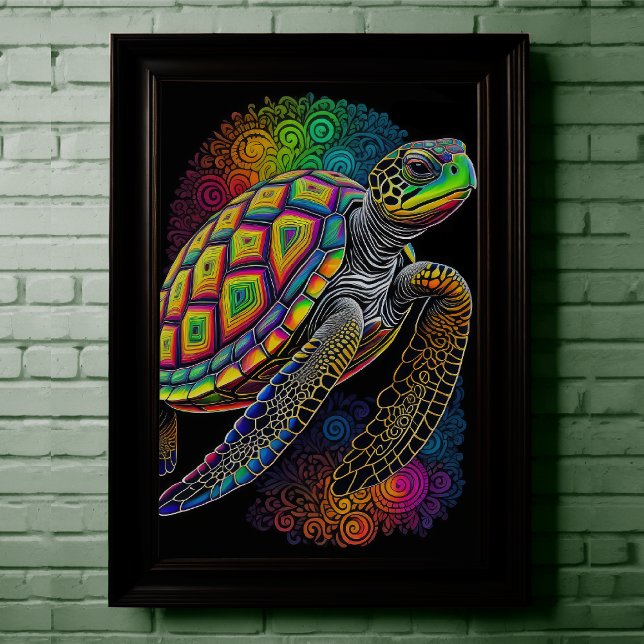 Colorful Chalk Drawing Sea Turtle Poster (Creator Uploaded)