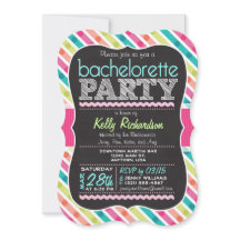 Colorful Chalk look Bachelorette Party Invitation