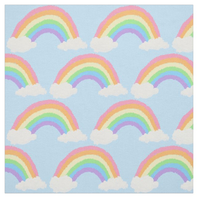 Colorful Chalk-Style Pastel Rainbow Pattern Fabric (Swatch)