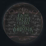 Colorful Chalkboard Christmas Calligraphy Chalk Paper Plates<br><div class="desc">Fashionable and fun chalkboard look. It will make people break out in song…. "Five Gold Rings…" (Just don't let them sing with their mouths full - chuckle) Perfectly classy and classic holiday background for your delicious meal. This design is also featured on many other items - from cards to t-shirts,...</div>