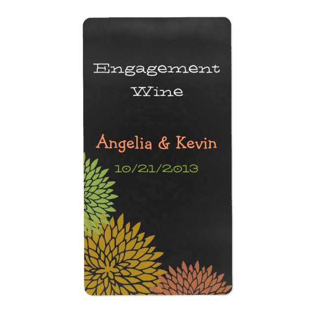 Colorful Chalkboard Engagement Wine Labels (Front)