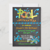 Colorful Chalkboard Pool Party Invitations (Front)