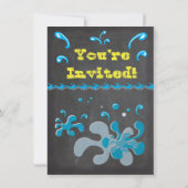 Colorful Chalkboard Pool Party Invitations (Back)